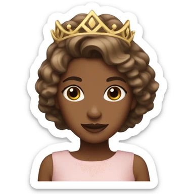 Princess with brown wavey hair and brown skin sticker