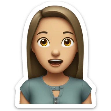 Girl with open mouth indoors sticker