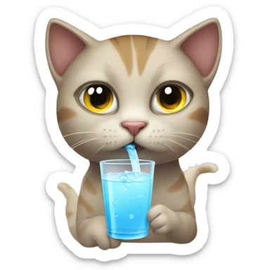 Cat drink water sticker