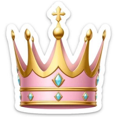 A luxurious golden crown with light pink accents and elegant details, featuring a prominent empty space  sticker