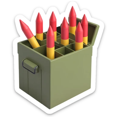 A big long military box filled with long war rockets sticker