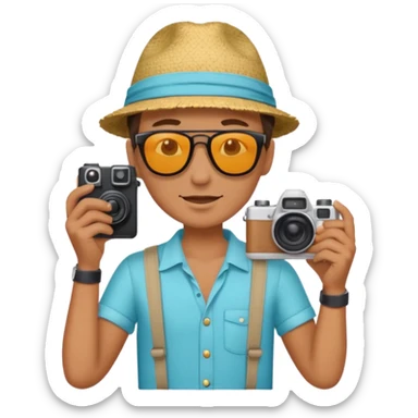 fotographer with summer clothes and sun glasses sticker