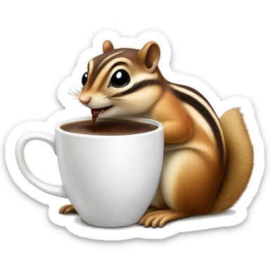 Chipmunk drinking coffee sticker