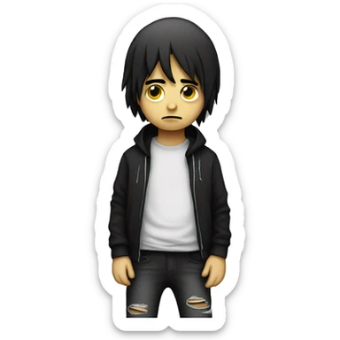 sad emo kid sticker
