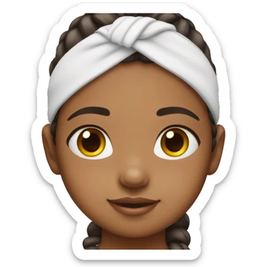 little girl wearing skincare headband holding stanley sticker