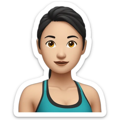 Asian girl CrossFiter in red bra and black leggings sticker