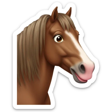 Brown horse with tongue out sticker