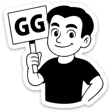 Make the figure in the second image exactly the same figure but with the graphic style of the first image: clean, vibrant cartoon style with black outlines. The shirt color should match the first image's black shirt. sticker