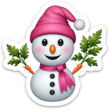 Red snowman with pink bow sticker
