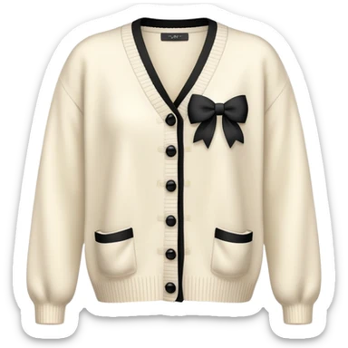 Realistic ivory cardigan with little black bows  sticker