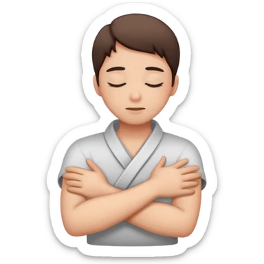 person crossed arms around neck eyes closed sticker