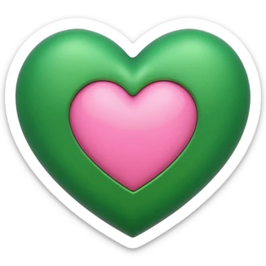 pink & green heart sticker