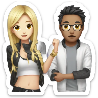 ikai battling with a kpop star sticker