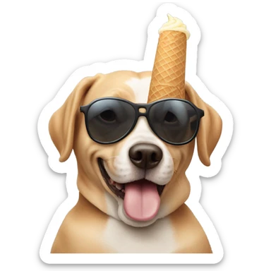 dog with sunglasses and ice cream sticker