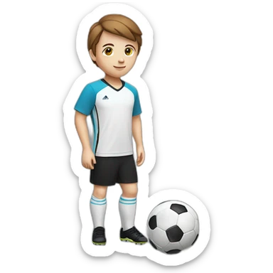 WHITE CHILD, BROWN HAIR, STRAIGHT WITH RED SHIRT AND BLACK SHORTS PLAYING SOCCER sticker