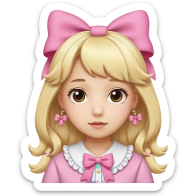 A girl dressed in kawaii clothes with lots of bows and she has blonde hair sticker