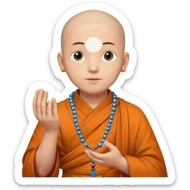 Large prayer beads looped around hand, monk sticker