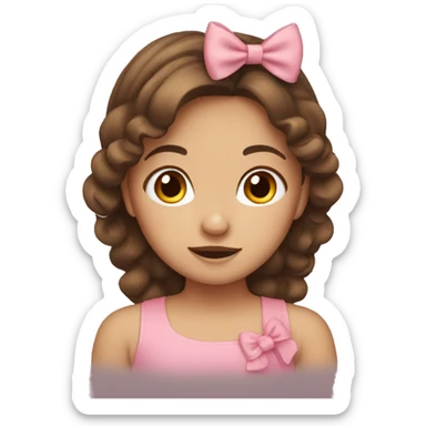 Brown hair girl with bow  sticker
