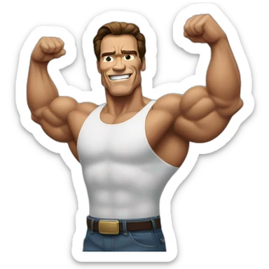 arnold schwarzenegger but black with arms above its head sticker