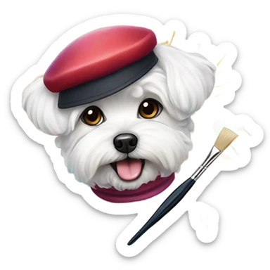 Maltese bichon working as a painter sticker