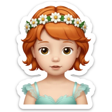 baby with flower tiara ginger sticker
