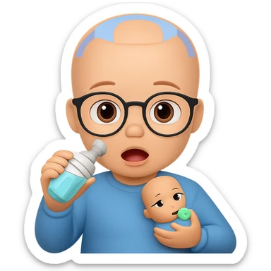 Add eyeglasses to the baby in the image, keep the background transparent. sticker