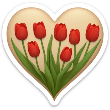 beige heart with tulips red sticker