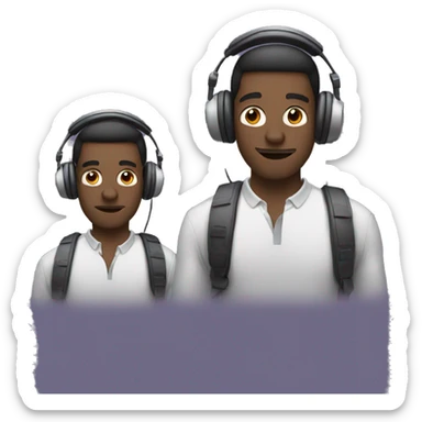 two guys in headphones sticker