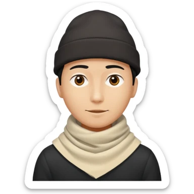 A guy with a triangle body with no arms and legs then his head is a perfect circle and black then give him a hat that doesn’t go behind his head, and last but not least give him a white scarf sticker