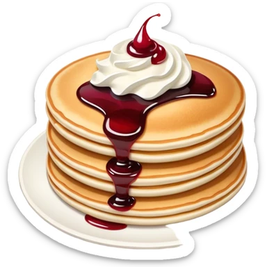 Thin pancakes with whipped cream and jam sticker