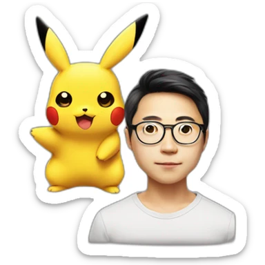 jianbin with glasses as pikachu sticker