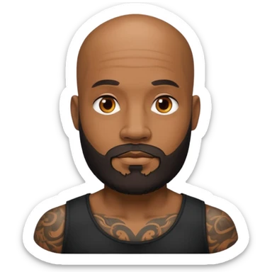 beardeed bald tattooed black man sticker