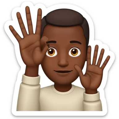dark-skinned man with an open hand seven fingers visible emoji style sticker