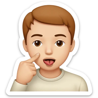 person with index finger in mouth, biting finger sticker