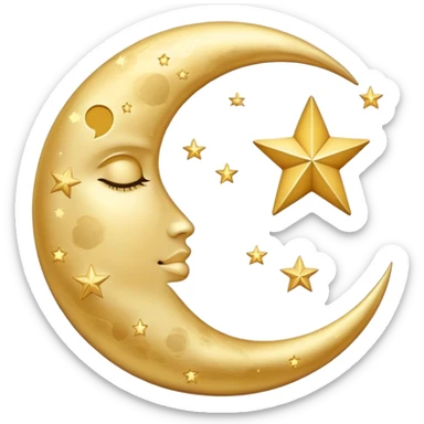 Sleep symbol: moon and stars with number 8 representing eight hours of sleep sticker