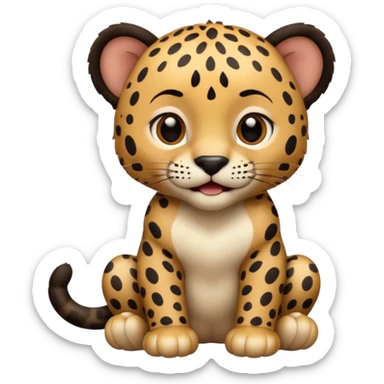 A high-resolution photo-realistic digital illustration of a baby jaguar, chest upward A high-resolution, photo-realistic digital illustration of a majestic jaguar sticker