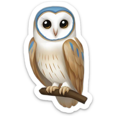 Barn Owl with blue and white stripes sticker