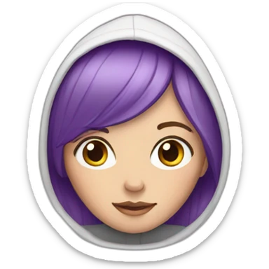 White Girl with purple hair in a hoodie sticker