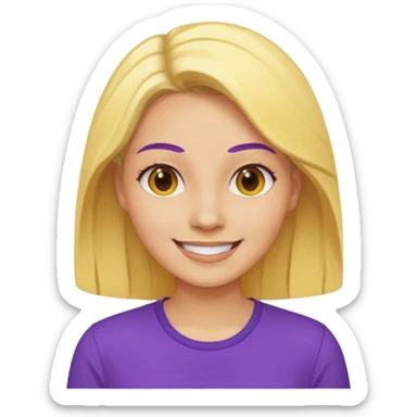 Yellow skin tone women in a purple shirt sticker