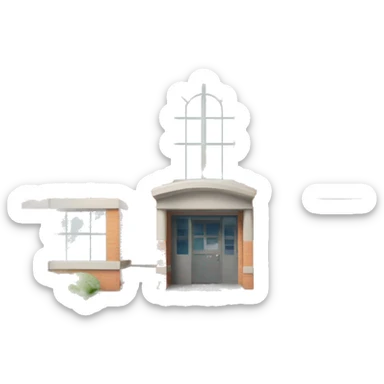 School building with "school" written in front of it sticker