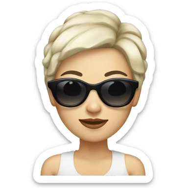 white woman with sun glasses, short black hair  sticker