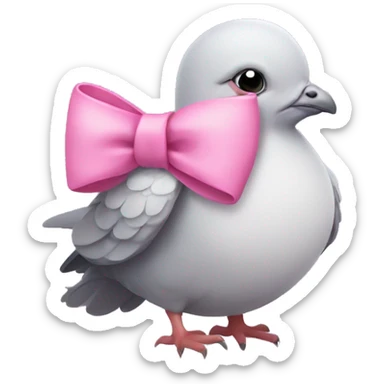 Cute sleeping pigeon with a pink bow on her head  sticker