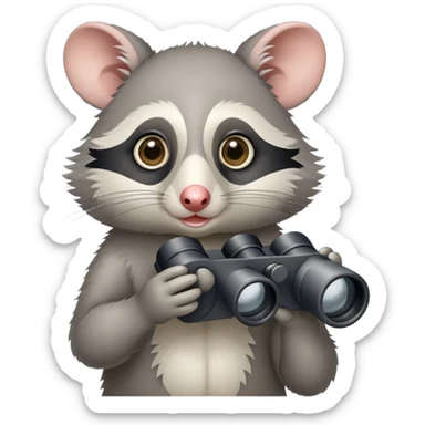 Possum holding up binoculars  sticker