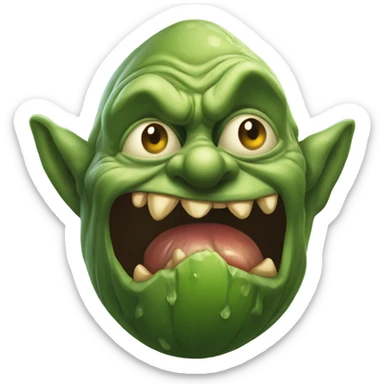 evil goblin holding a cucubmer sticker