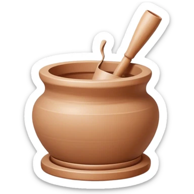 Ceramics making icon, pottery wheel, clay being shaped, ceramic vase or bowl, sculpting tools, minimalistic style, clean lines, transparent background. sticker