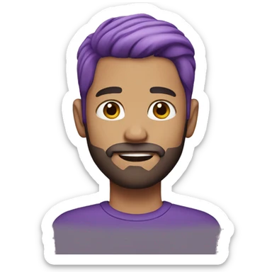 white guy, purple hair fade, brown short beard sticker