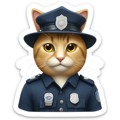 Cat wearing hat police  sticker