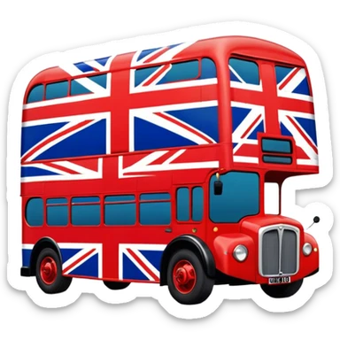 Union Jack flag, double decker bus, spice girl movie sticker
