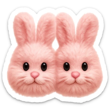 Make the light pink bunny slippers look extra fluffy in the style of emoji (apple style emojis). sticker