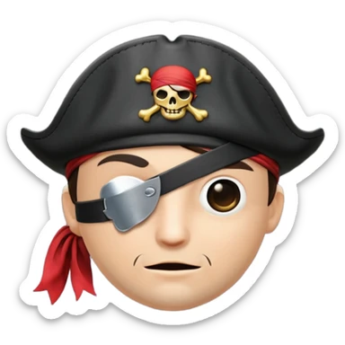 pirate eyepatch object icon, black eyepatch with strap, 3D cartoon, mobile game icon style, centered, clean background, no text, no watermark
 sticker